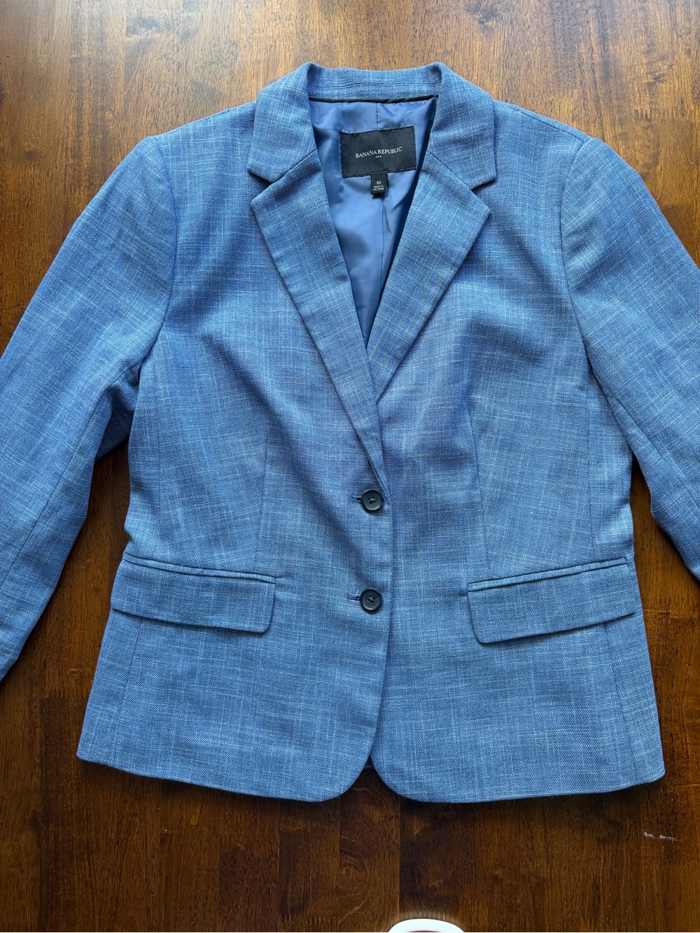 Banana Republic Women's Blue Tailored Plaid Blazer size 10
